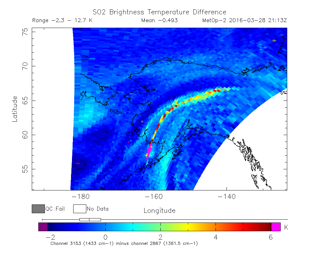 SO2 Brightness Temperature Difference 2016-03-28 21:13Z
