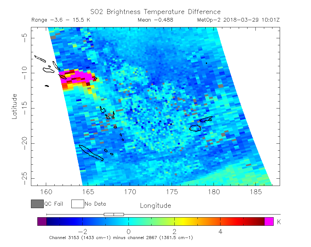 SO2 Brightness Temperature Difference 2018-03-29 10:01Z