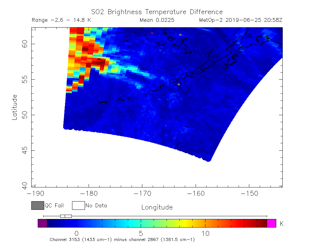 SO2 Brightness Temperature Difference 2019-06-25 20:58Z