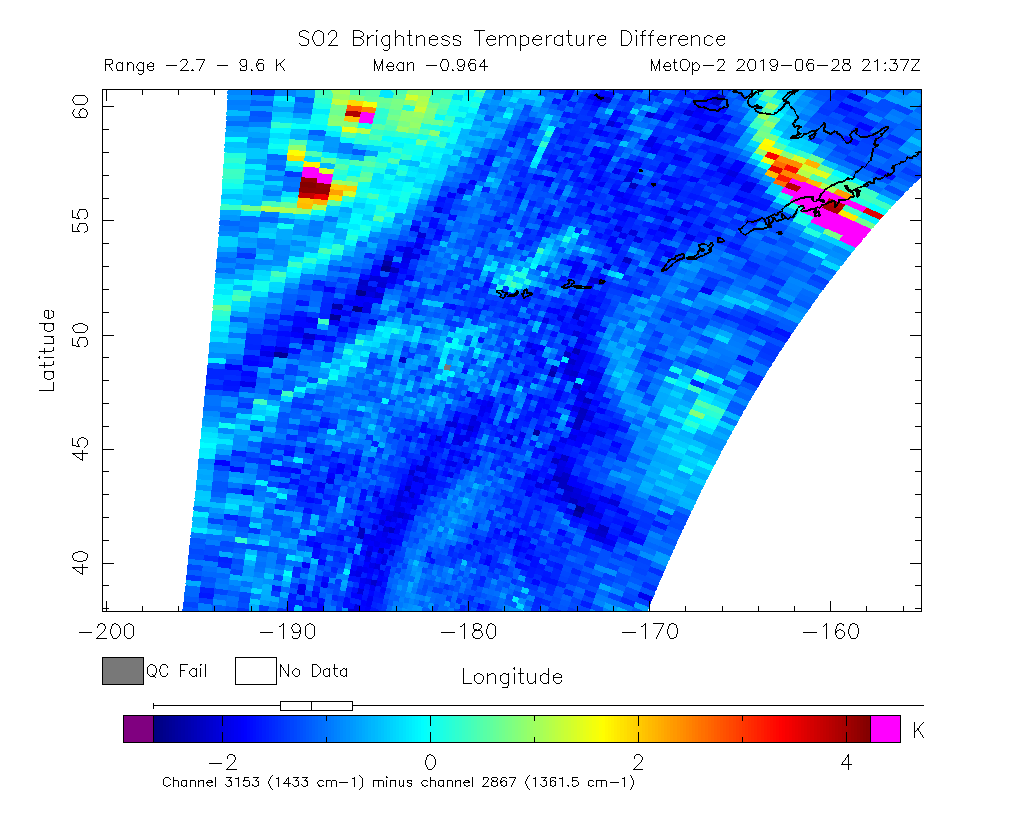 SO2 Brightness Temperature Difference 2019-06-28 21:37Z