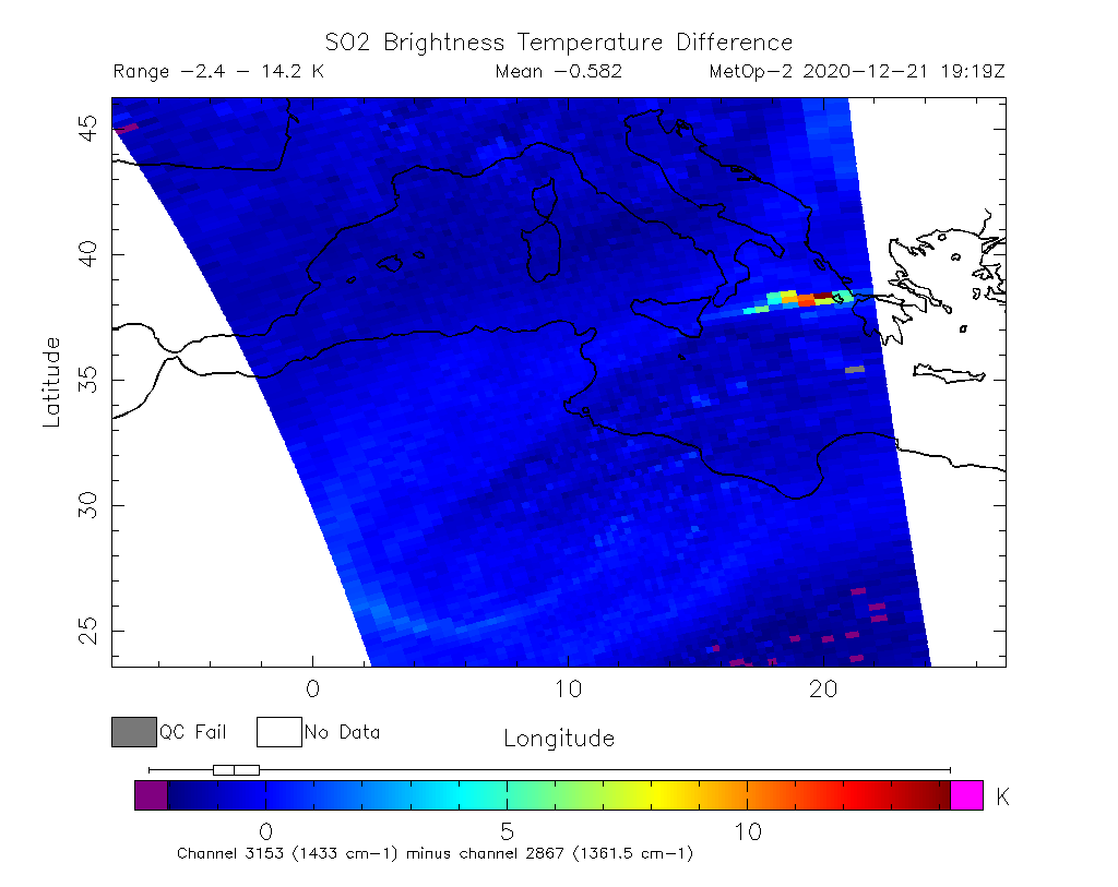 SO2 Brightness Temperature Difference 2020-12-21 19:19Z