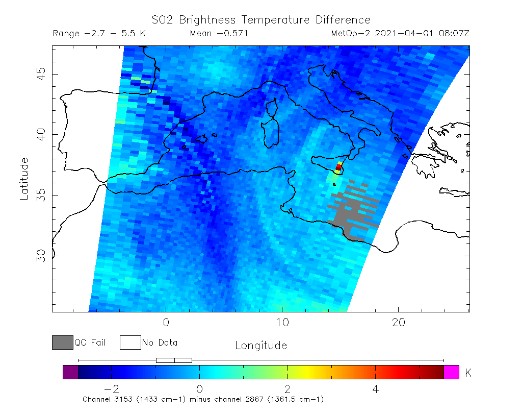 SO2 Brightness Temperature Difference 2021-04-01 08:07Z