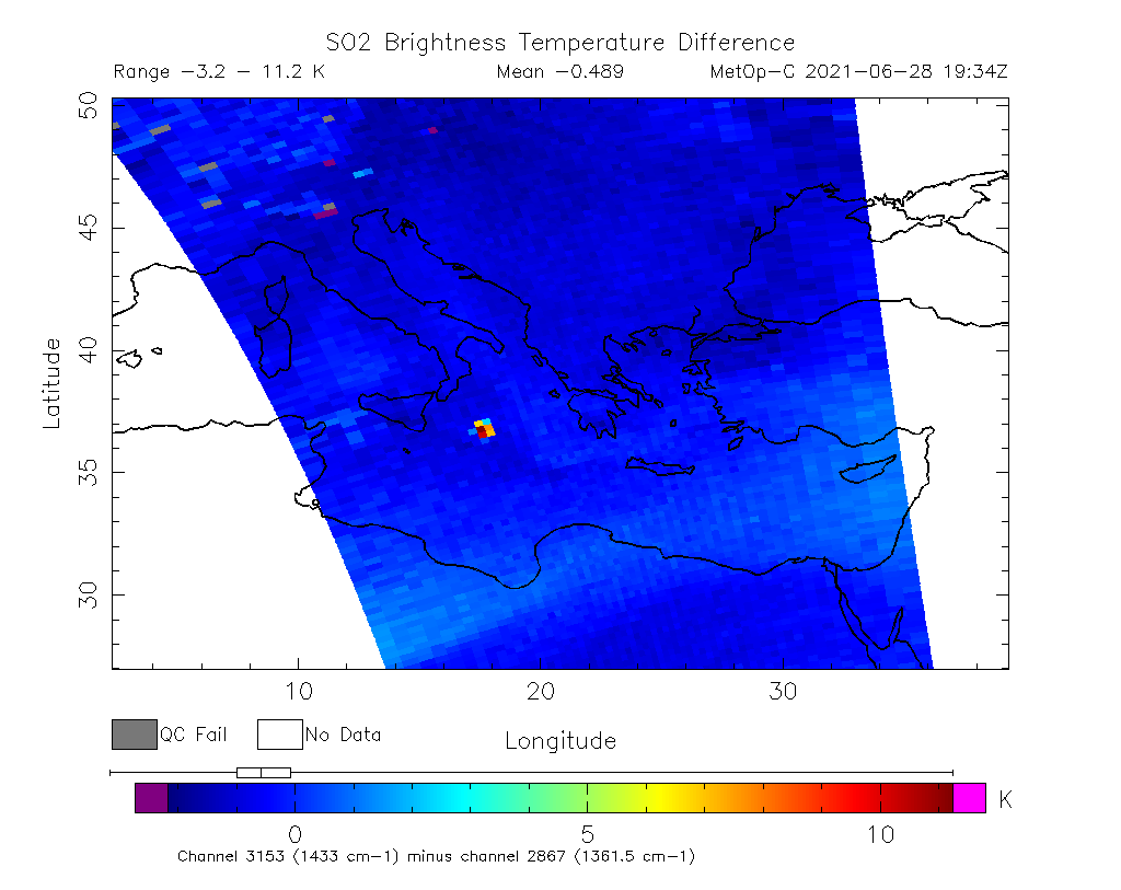 SO2 Brightness Temperature Difference 2021-06-28 19:34Z