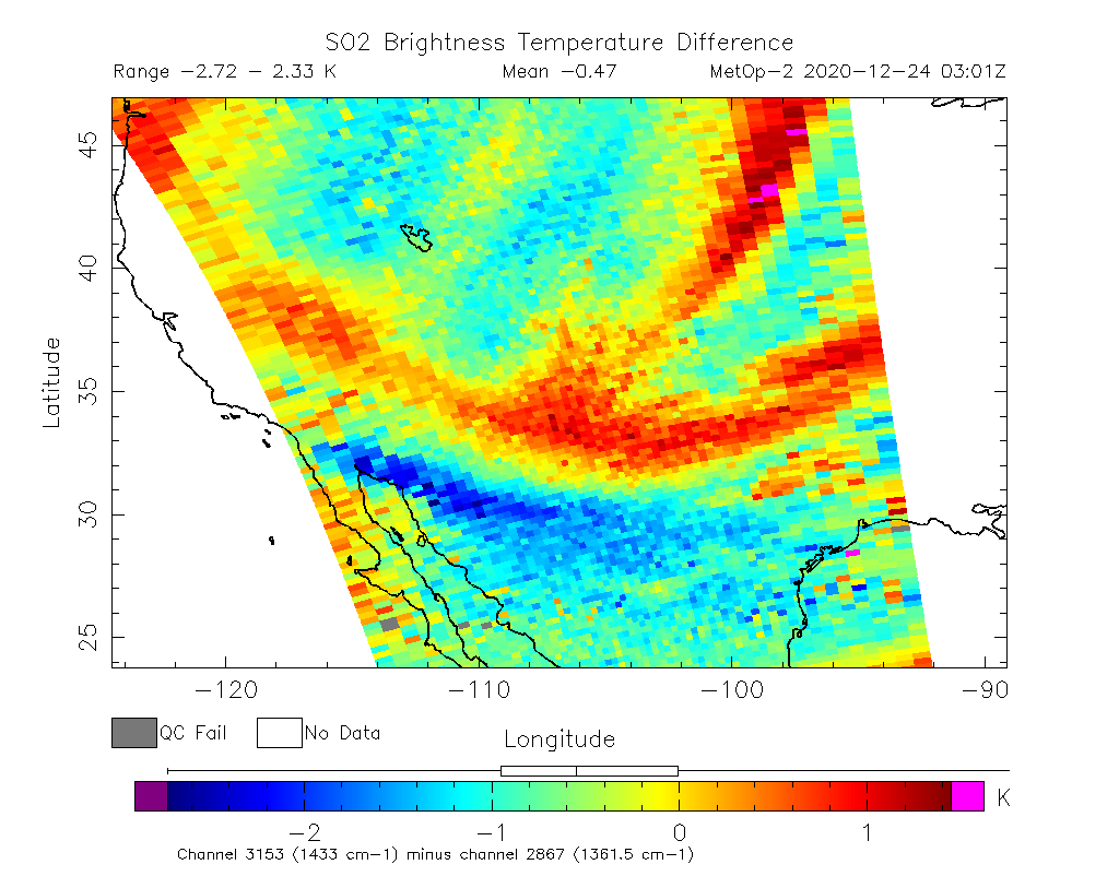 SO2 Brightness Temperature Difference 2020-12-24 03:01Z