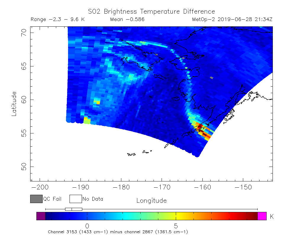 SO2 Brightness Temperature Difference 2019-06-28 21:34Z