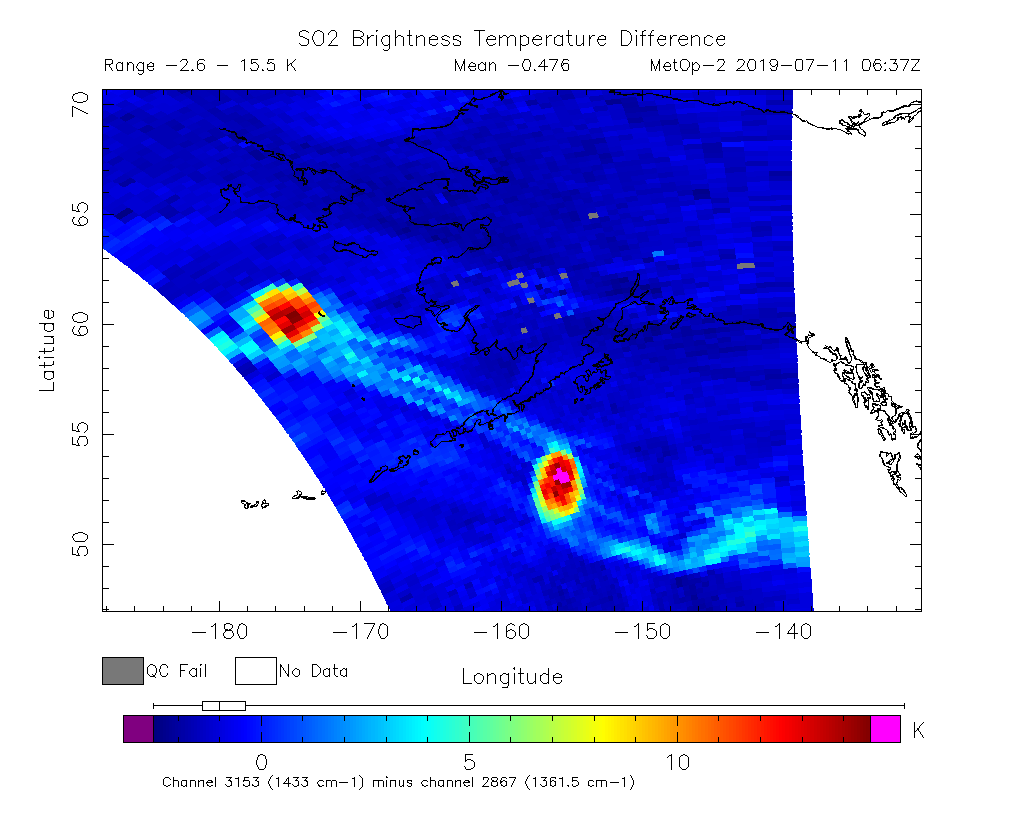 SO2 Brightness Temperature Difference 2019-07-11 06:37Z
