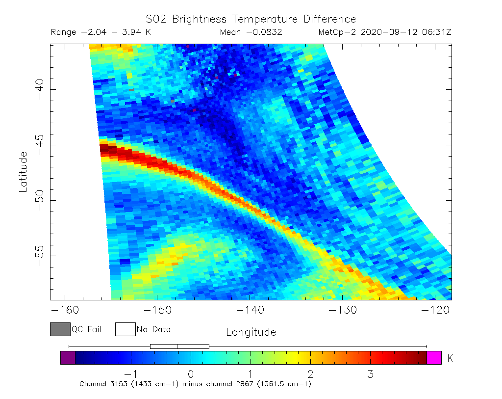 SO2 Brightness Temperature Difference 2020-09-12 06:31Z